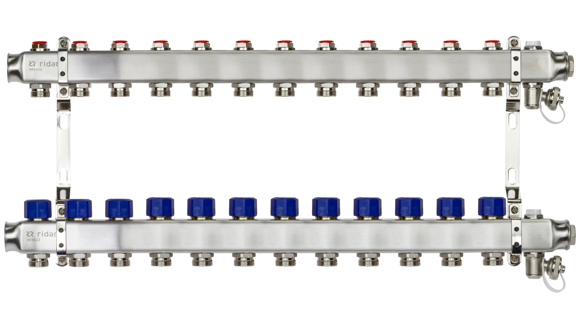 Коллекторная группа SSM-12R set 12 контуров 1' x 3/4' с термостатическими клапанами и кронштейнами