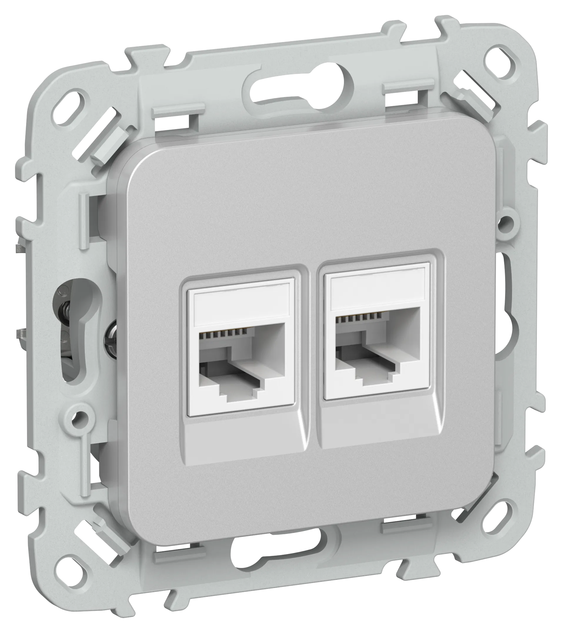FLITE Розетка 2-местная компьютерная RJ45 категория 5Е UTP РК5е-2-0-ФлА алюминий IEK 