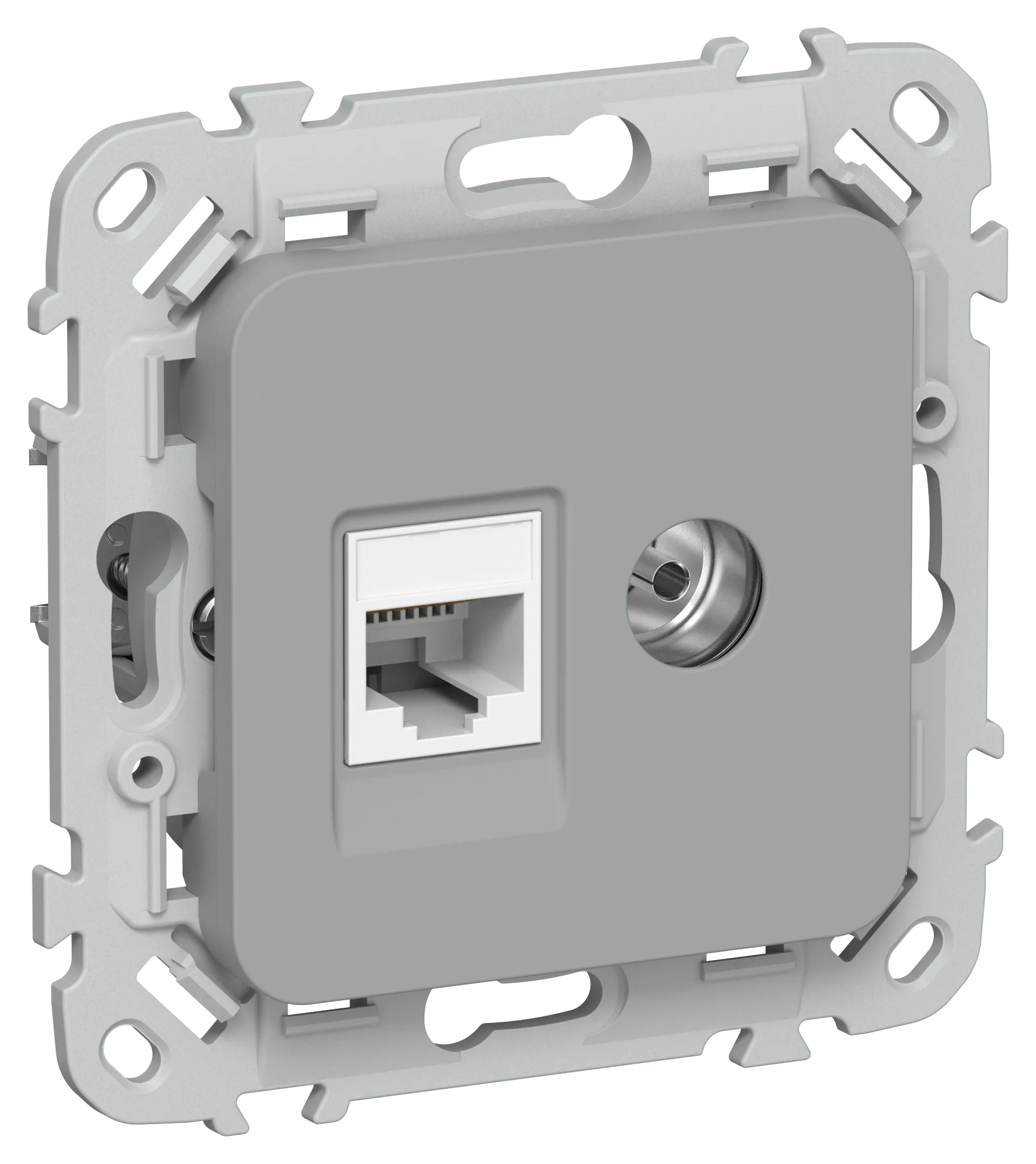 FLITE Розетка 2-местная RJ45/TV категория 5Е UTP РКТВ5е-2-0-ФлС серый IEK 
