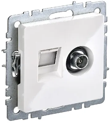 BRITE Розетка двойная TV+RJ45 кат.5E РТВ/РК12-БрКр белый