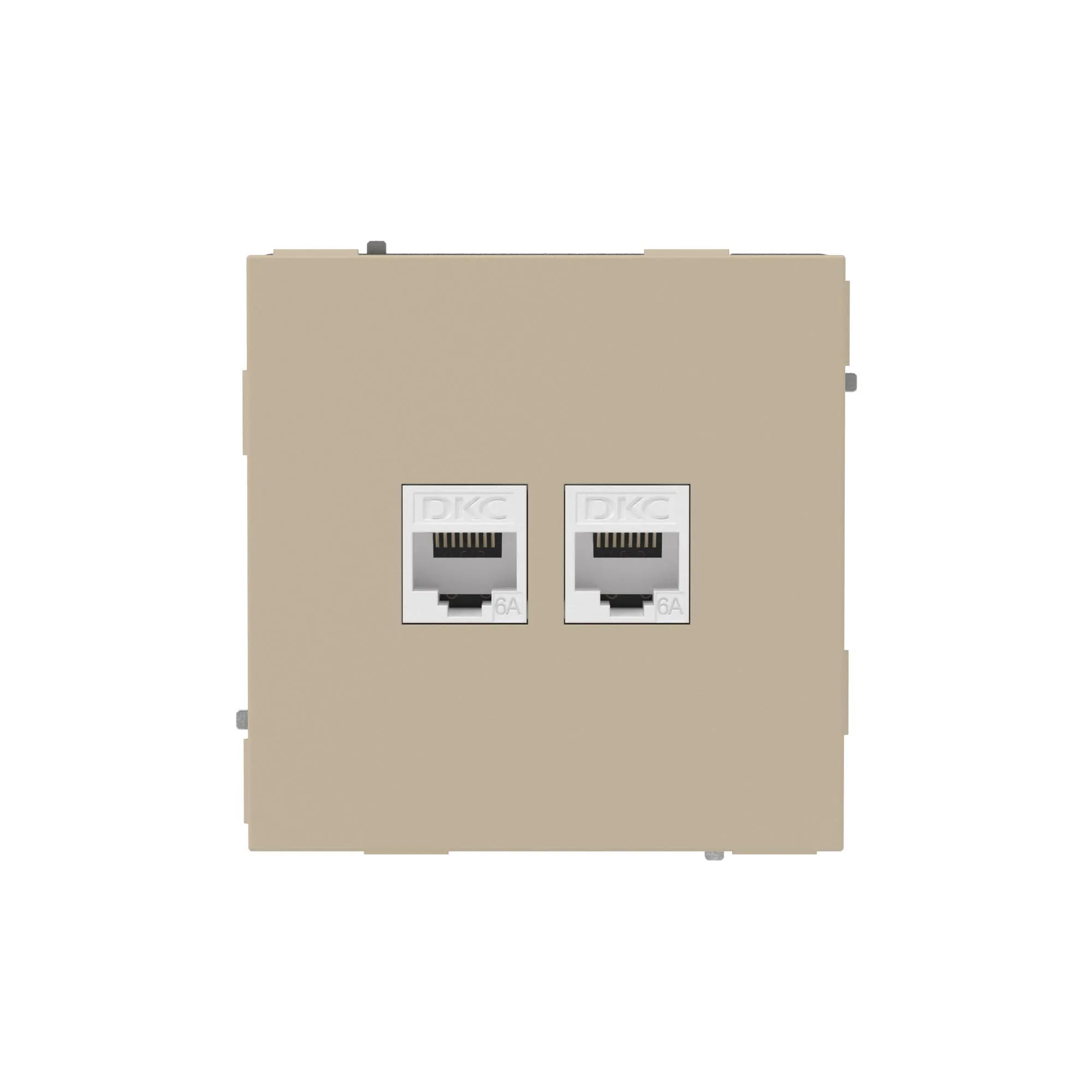 Компьютерная розетка RJ-45 без шторки, кат.6А двойная, KANT, ванильный марципан