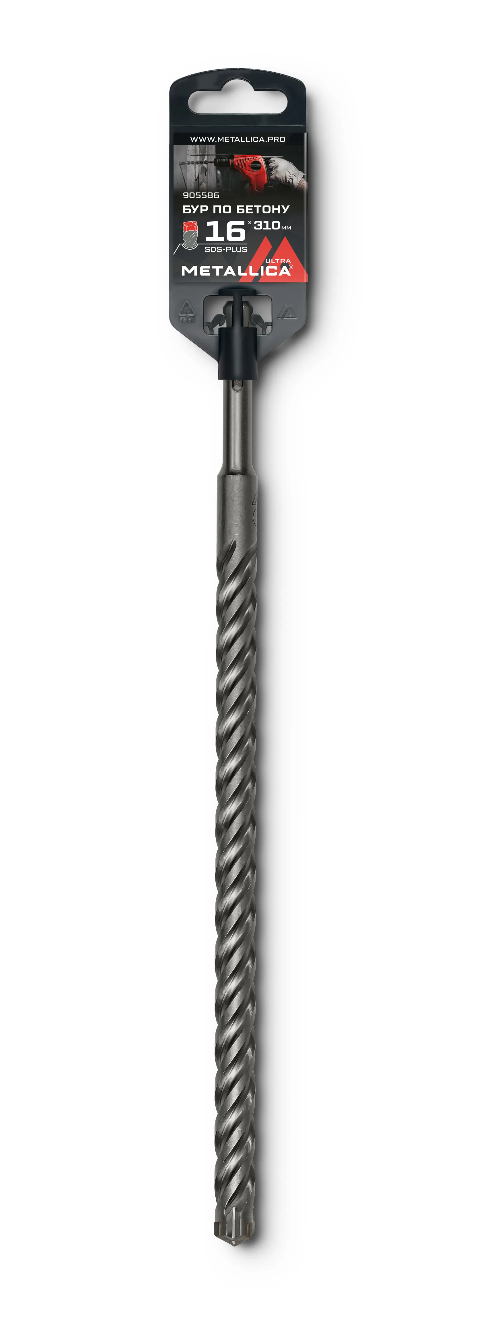 Бур по бетону SDS-plus 16 х310/250 мм, Х-напайка, 4 спирали
