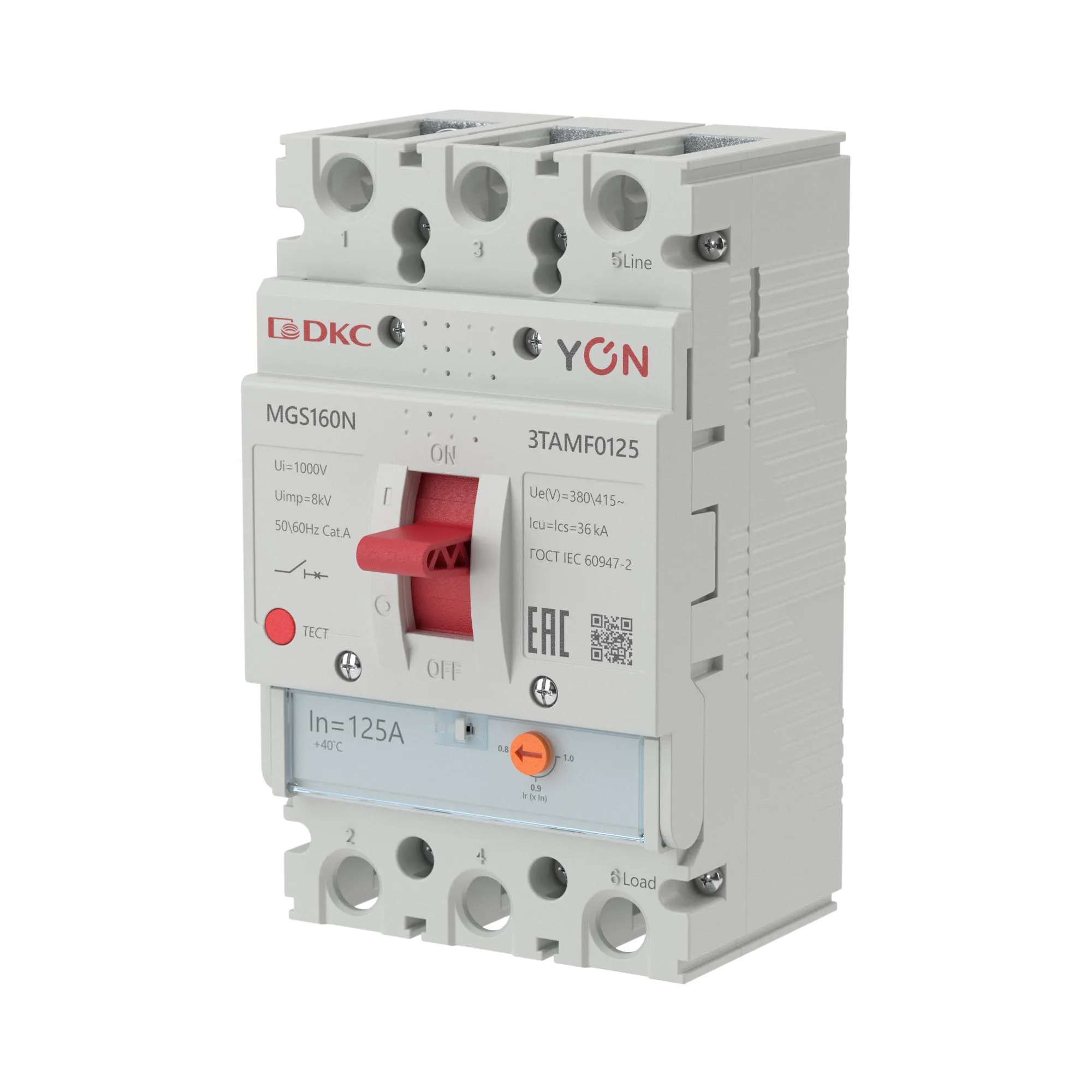 Выключатель автоматический YON MGS160 3P 100-125A 36kA