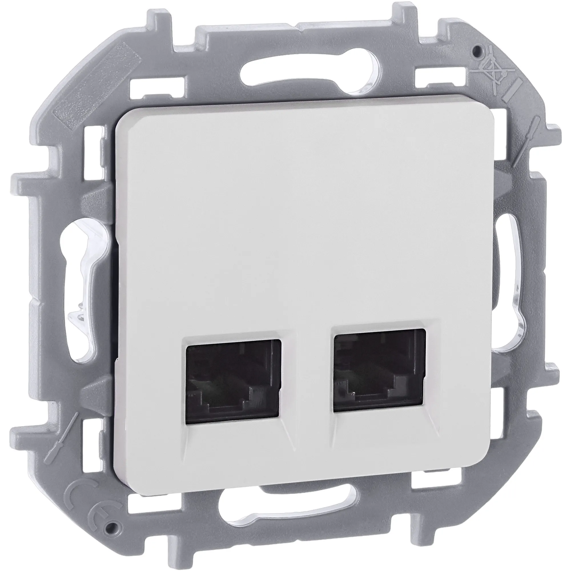 Розетка компьютерная двойная RJ45 категория 6 UTP белый INSPIRIA