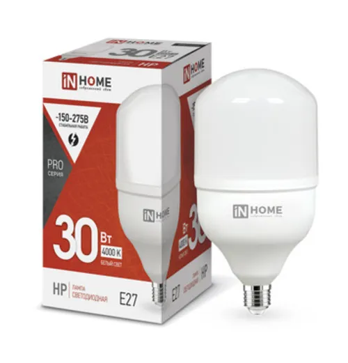 Лампа светодиодная LED-HP-PRO 30Вт 230В Е27 4000К 2850Лм IN HOME