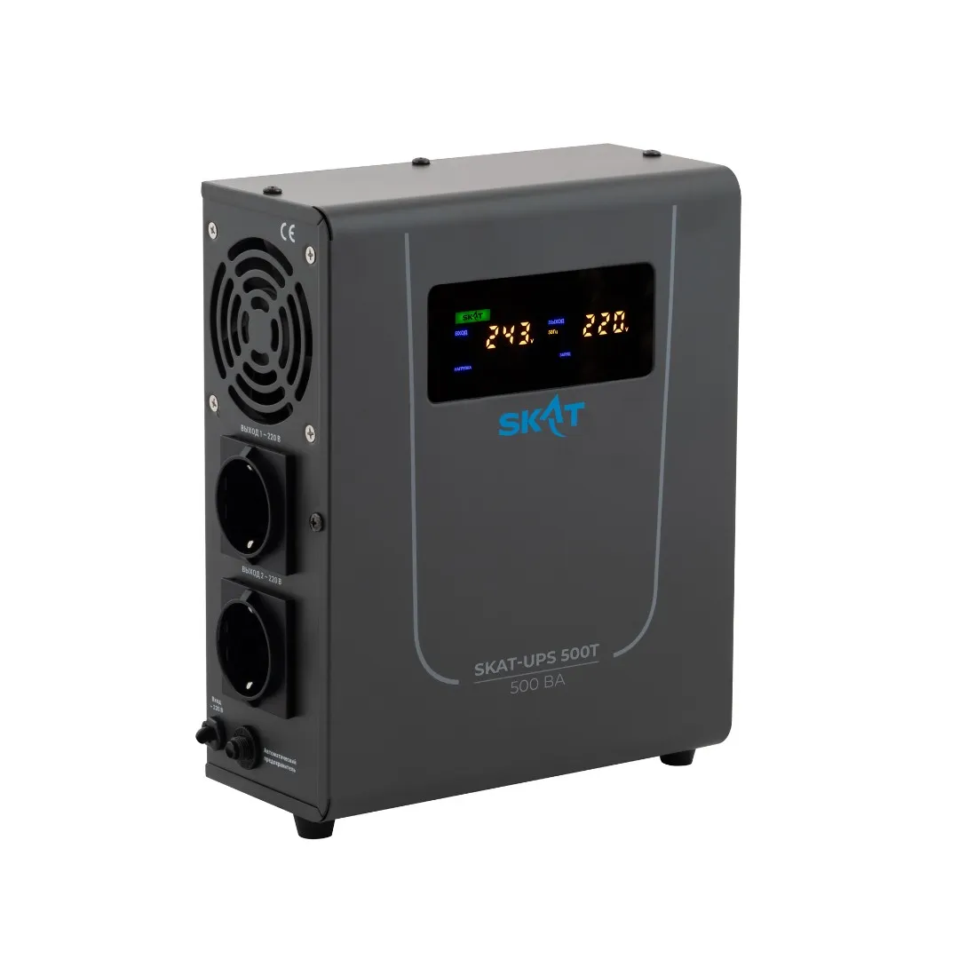 Источник бесперебойного питания SKAT-UPS 500T Lin e-Interactive 220В, 500ВА, работает от 1 внешней АКБ 