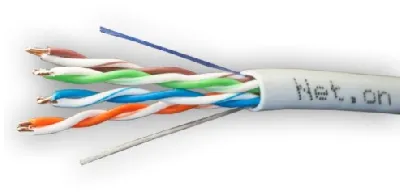 Витая пара UTP 4 пары AWG 24 Cat.5e внутренняя CCA Net.on 100м (UTP 4x2x0,5 In/CCA) 