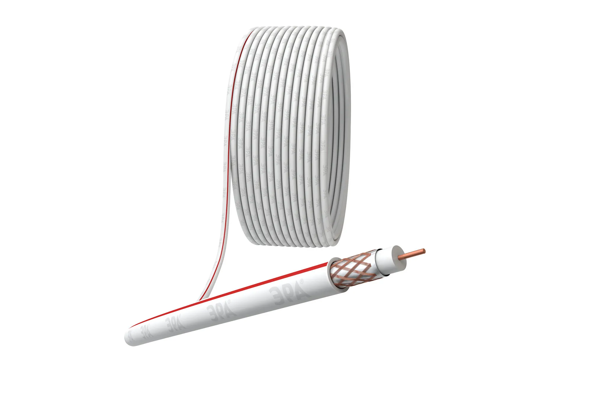 Кабель коаксиальный SAT 50м 75 Ом Cu,  оплётка Cu 75% PVC белый 100м S-M-75-PVC100