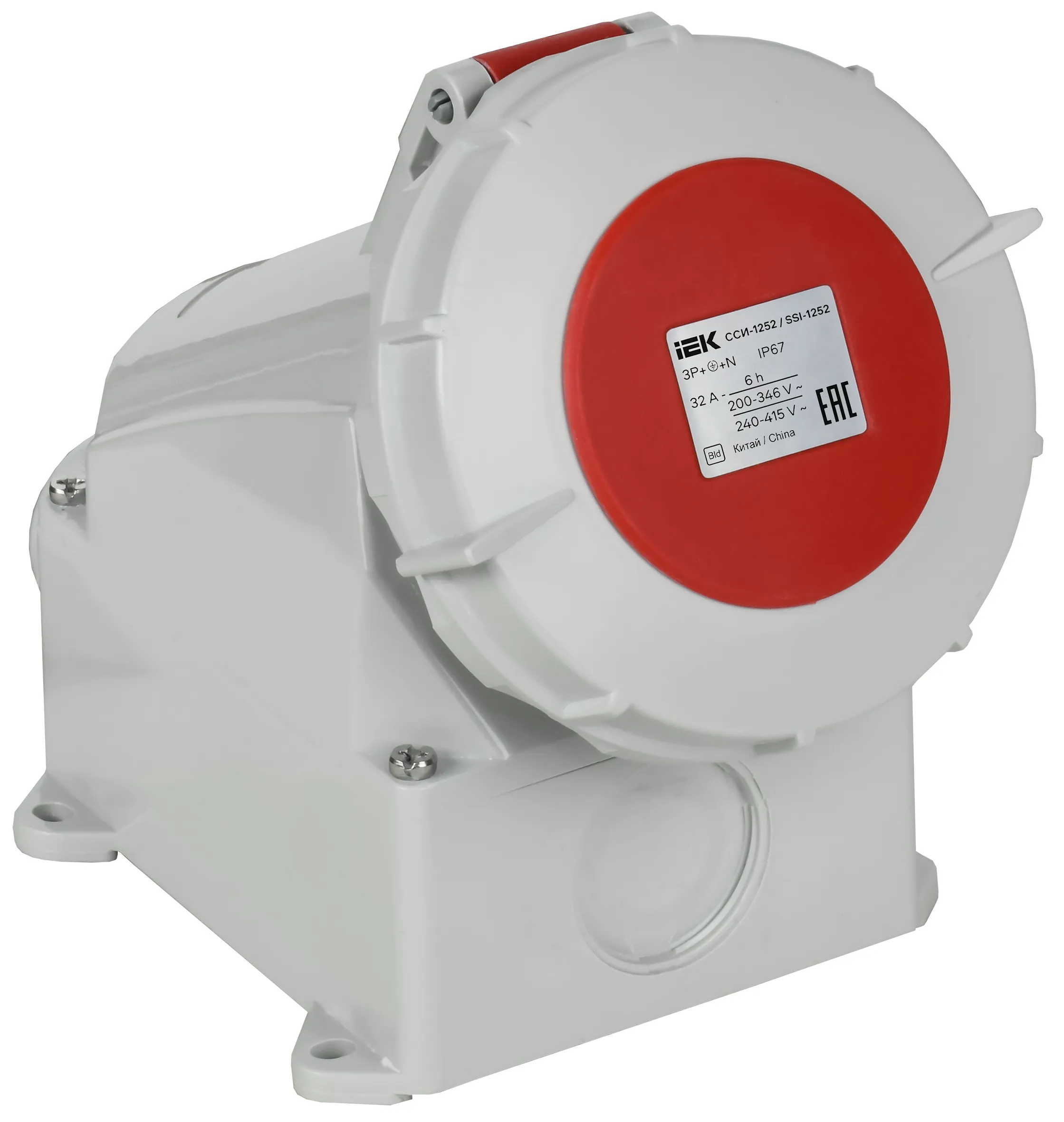 Розетка стационарная ССИ-1252 32А-6ч 380В 3P+PE+N IP67 IEK 