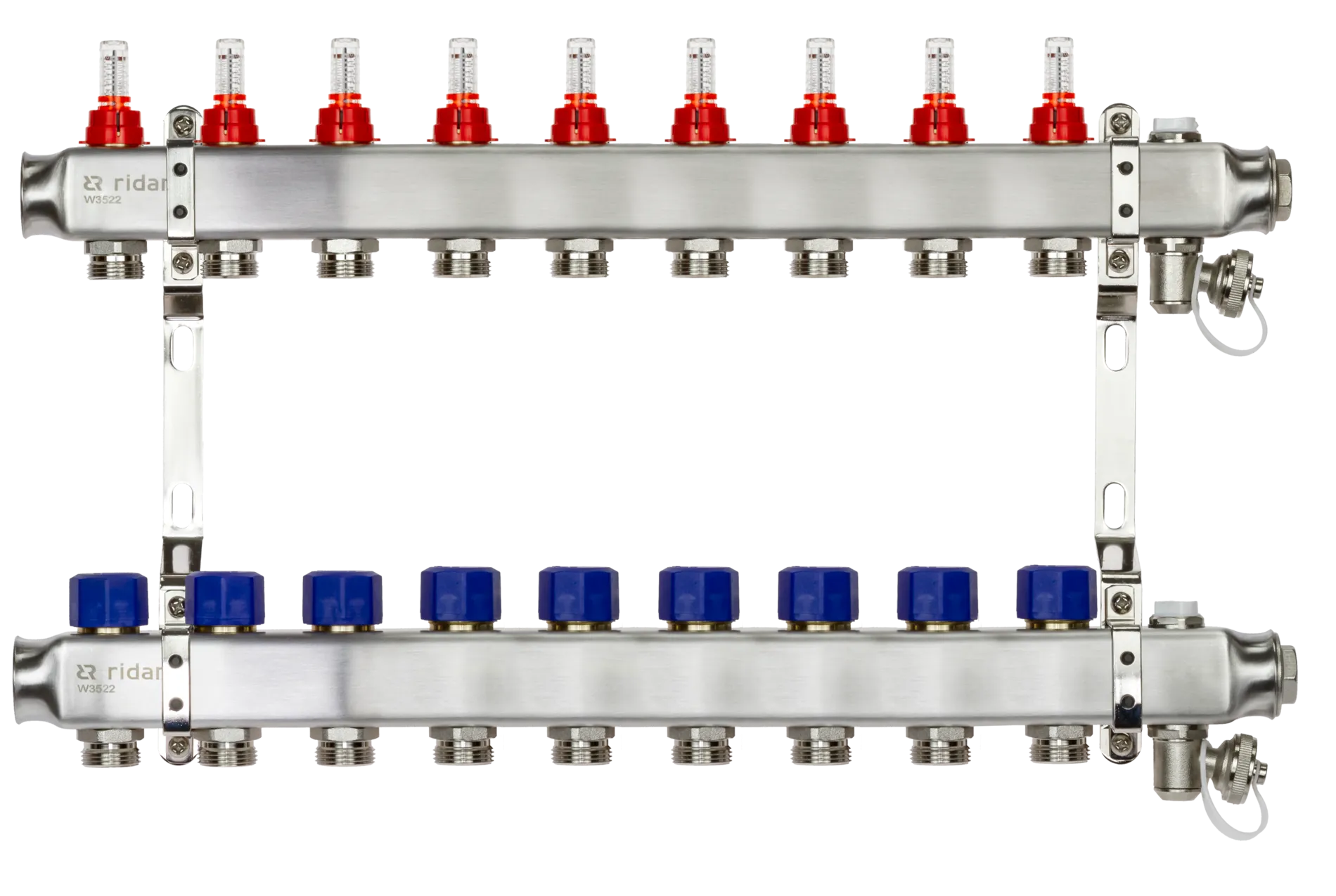 Коллекторная группа SSM-9RF set 9 контуров 1' x 3/4' с расходомерами и кронштейнами 