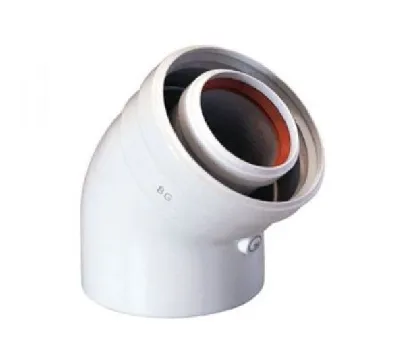 Отвод 45 град. коаксиальный d 60-100 мм 