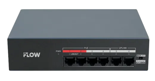 Коммутатор неуправляемый 4x100Мбит/с (RJ45 с PoE) , 2x100Мбит/с (RJ45) 35Вт