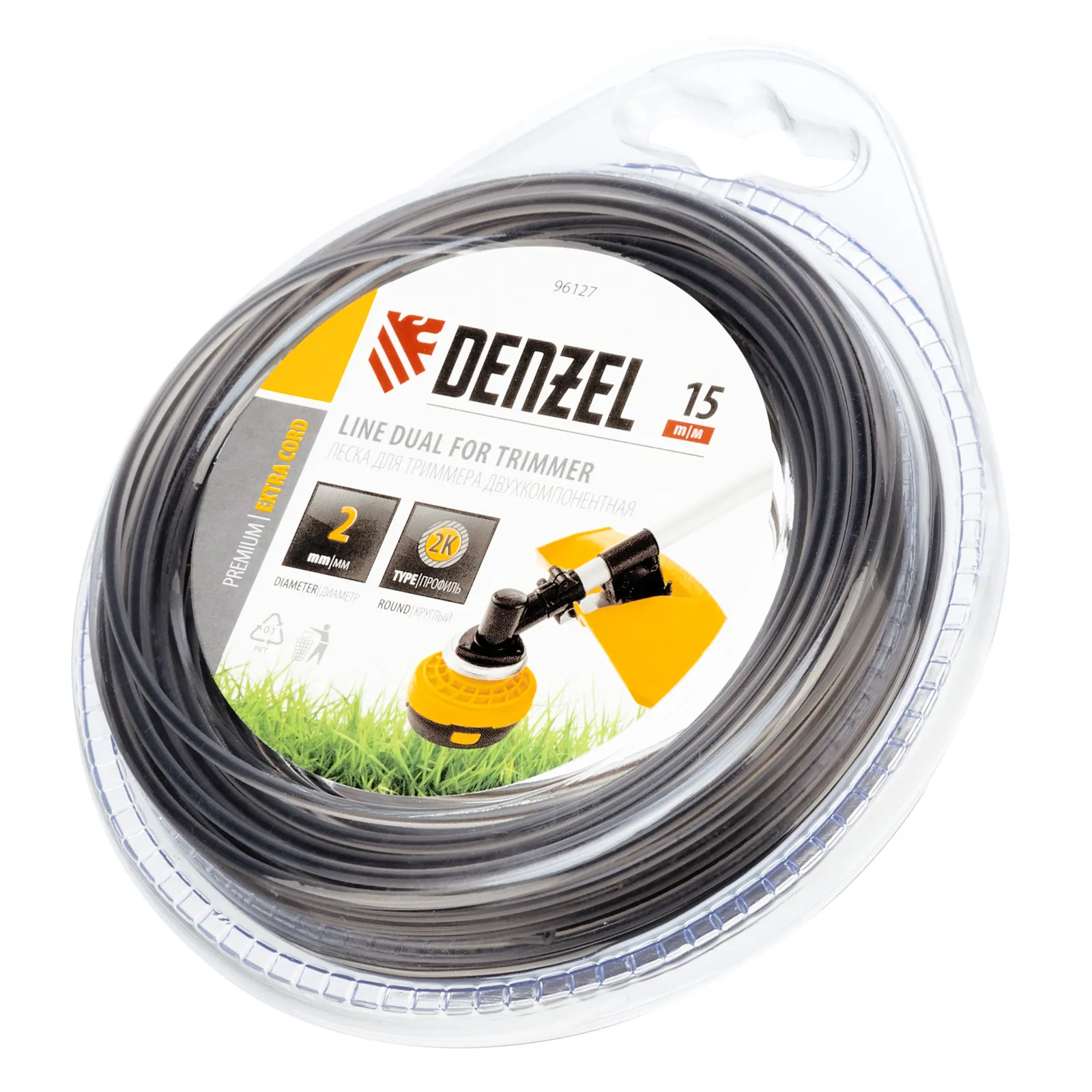 Леска для триммера двухкомпонентная круглая 2,0мм  15 м EXTRA CORD 