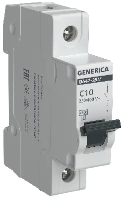 Автоматический выключатель ВА47-29М 1P 10А 4,5кА C GENERICA 