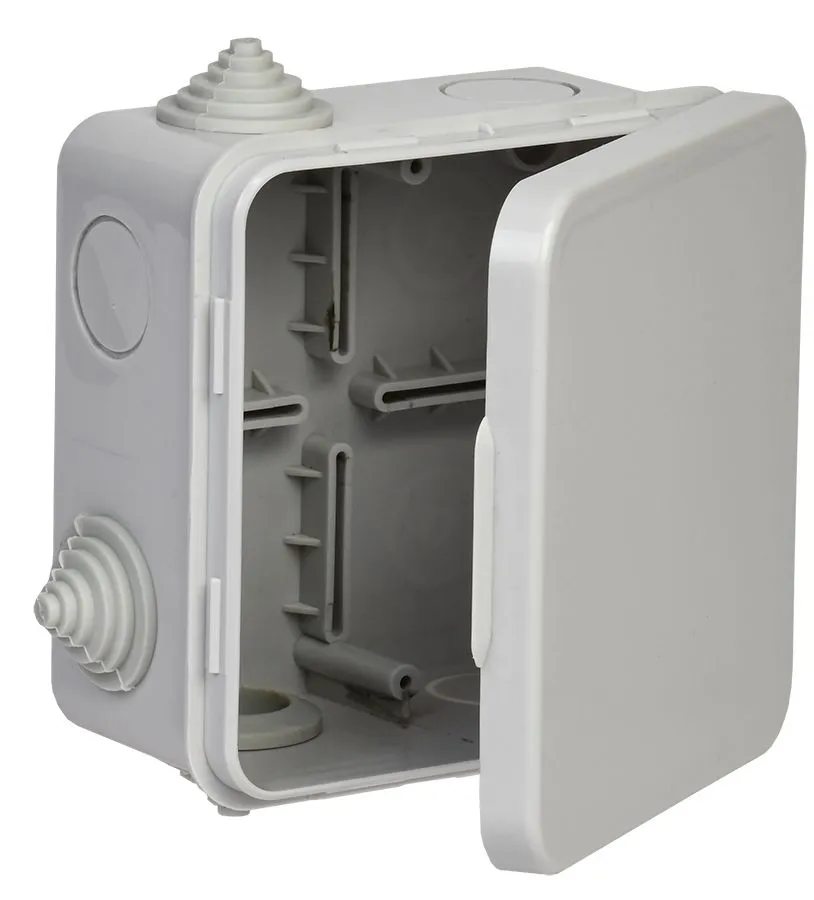 Коробка  распределительная КМ 100х100х50мм о/к IP54 4 вв. (7035) GENERICA 