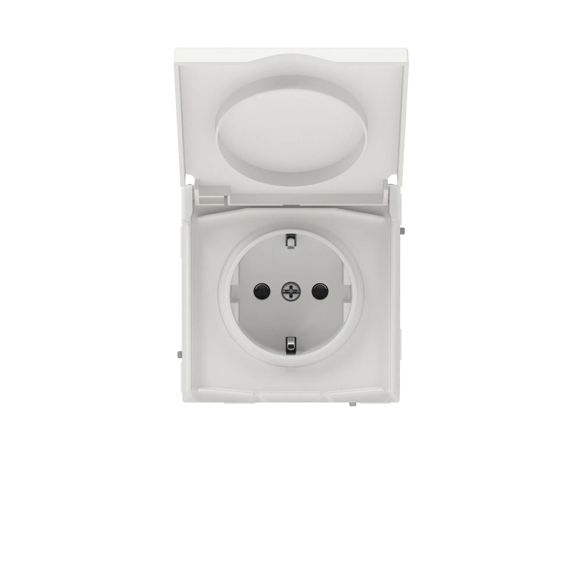 Розетка силовая, 2P+E, с з/ш, с крышкой, IP44, KANT, белый песок 