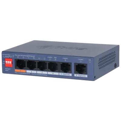 Коммутатор управляемый 4x100Мбит/с (RJ45 с PoE+,  PoE++), 2x1Гбит/с (RJ45) 60Вт 