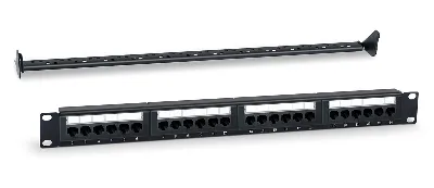 Патч-панель 19 (1U) 24 порта RJ-45 категория 5 Dual IDC с задним кабельным организатором цвет черный WRline 