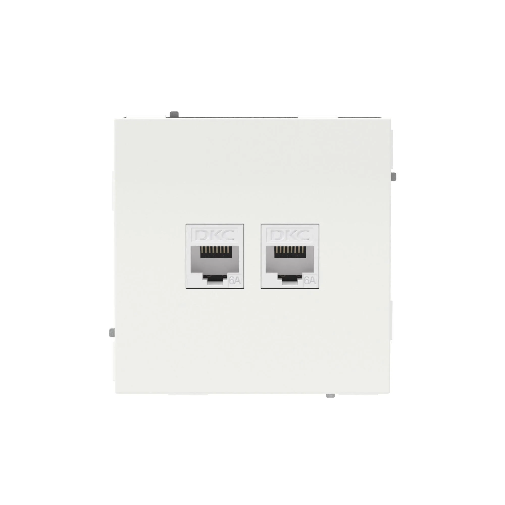 Компьютерная розетка RJ-45 без шторки, кат.6А двойная, KANT, белая магнолия