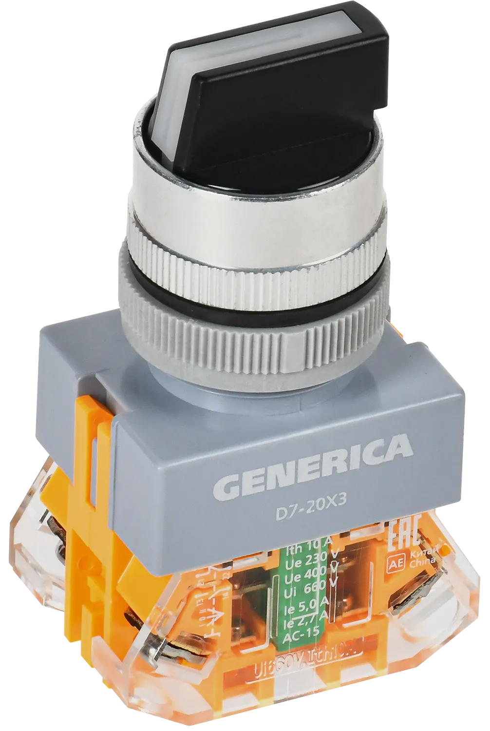 Переключатель D7-20X3 3 полож. 1з+1р черный GENERICA