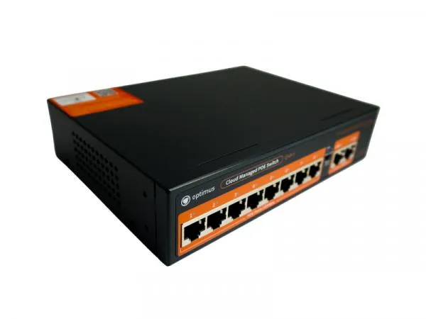 Коммутатор управляемый L2 с обл. упр. 8х100Мбит/с (RJ45 с PoE+) 2х1Гбит/с (RJ45) Uplink 120Вт