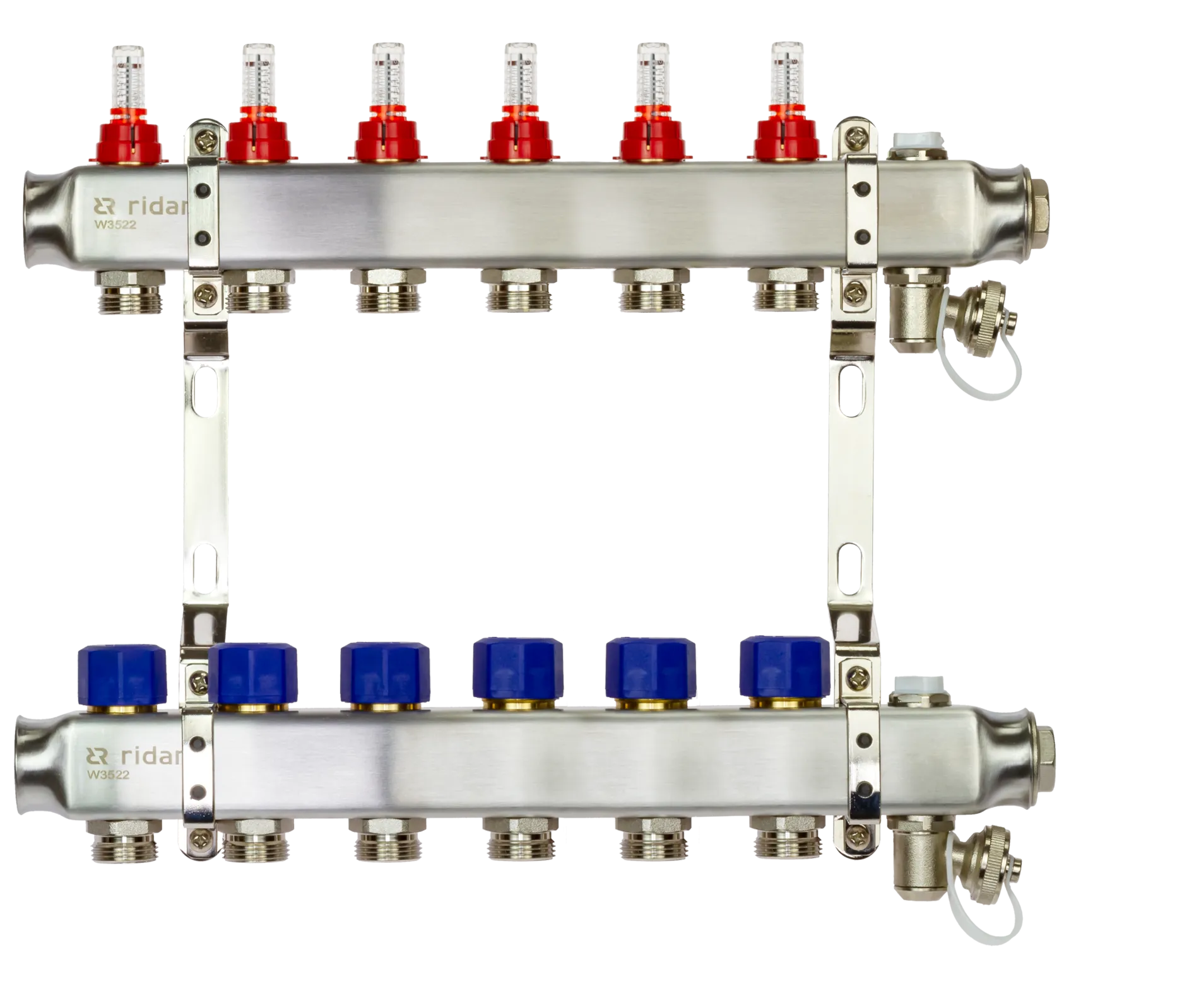 Коллекторная группа SSM-6RF set 6 контуров 1' x 3/4' с расходомерами и кронштейнами 