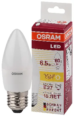 Лампа светодиодная LED 6,5Вт Е27 STAR ClassicB (замена 60Вт),теплый белый свет, матовая колба Osram