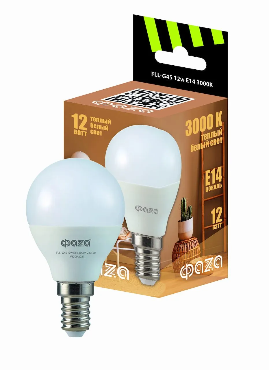 Лампа светодиодная LED 12Вт E27 3000K шар 230/50