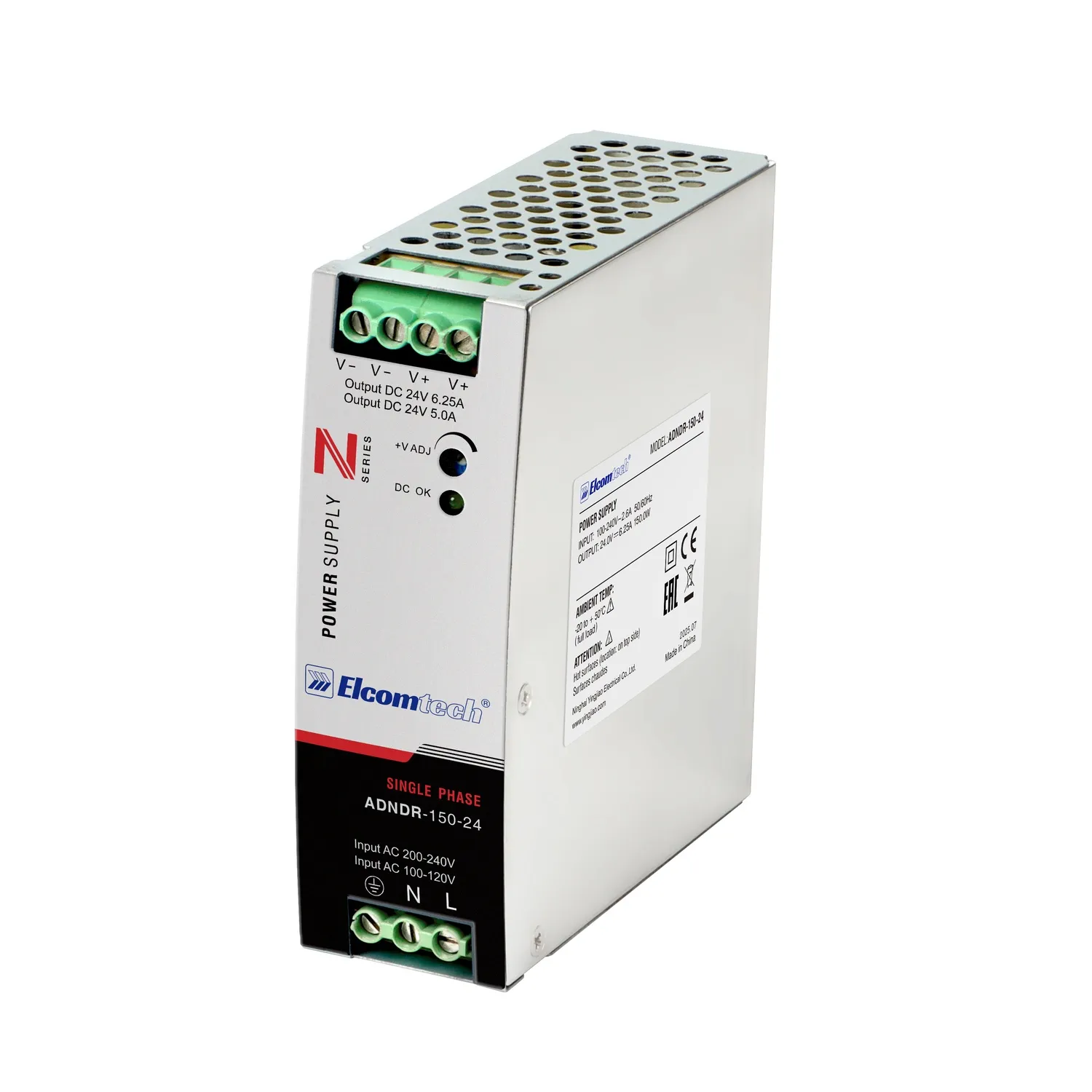 Источник питания на DIN рейку  AC/DC 150W вход 100-240V,выход 24V 6,25A AD