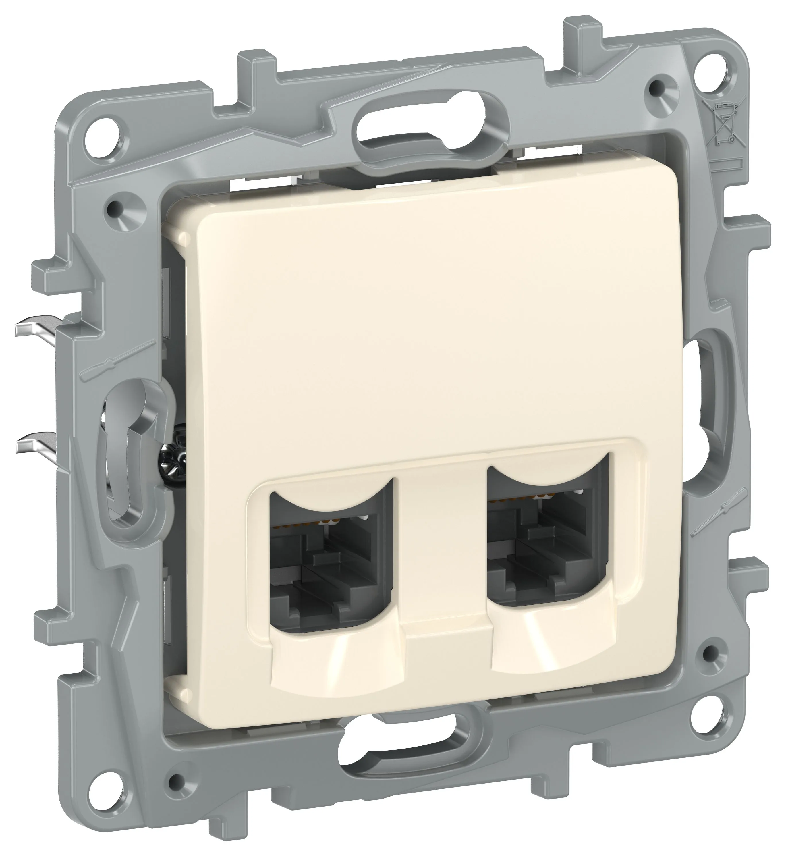IEKETIKA Розетка компьютерная двойная RJ45 категория 5Е UTP 6723551 слоновая кость 