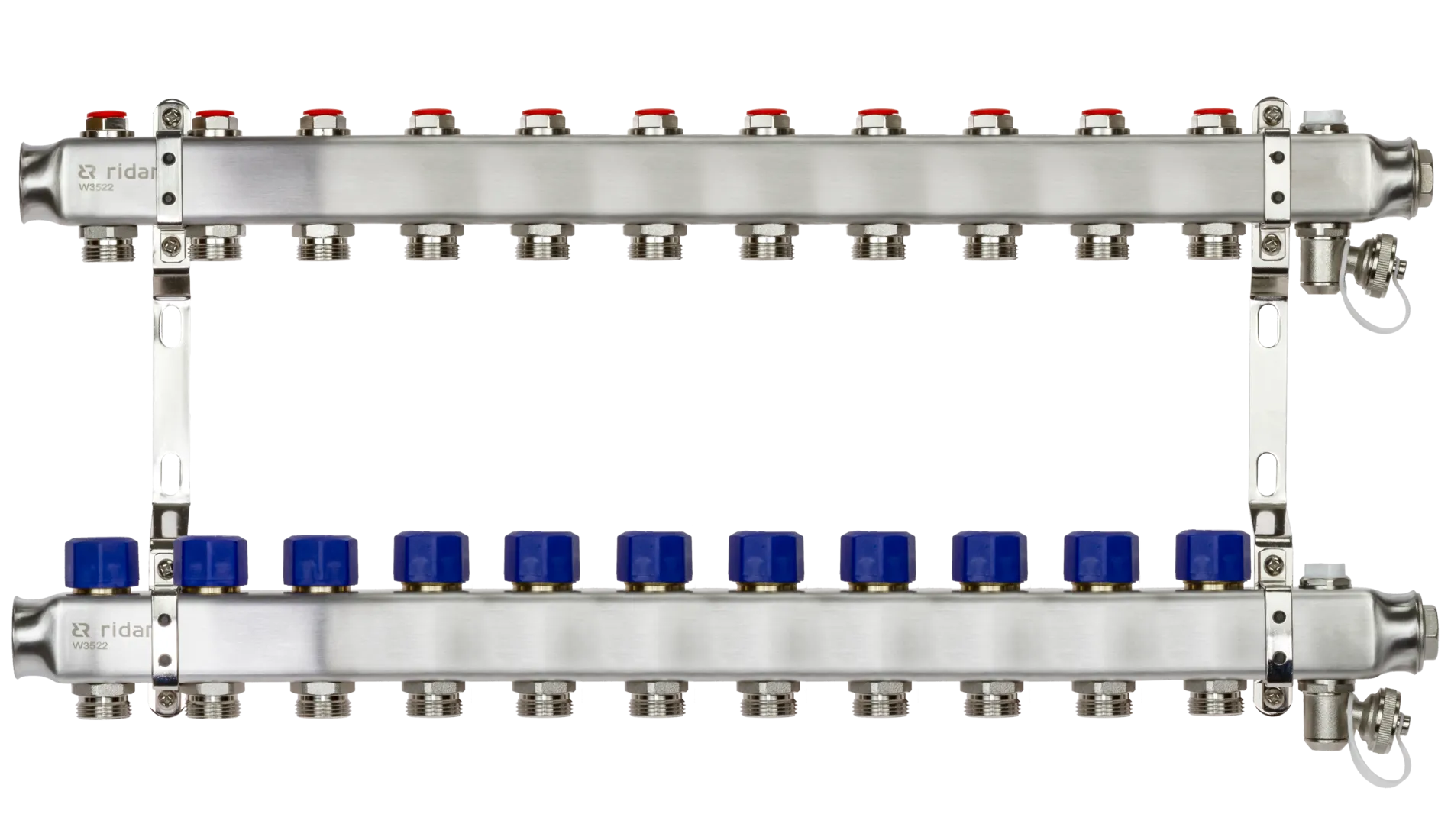 Коллекторная группа SSM-11R set 11 контуров 1' x 3/4' с термостатическими клапанами и кронштейнами 