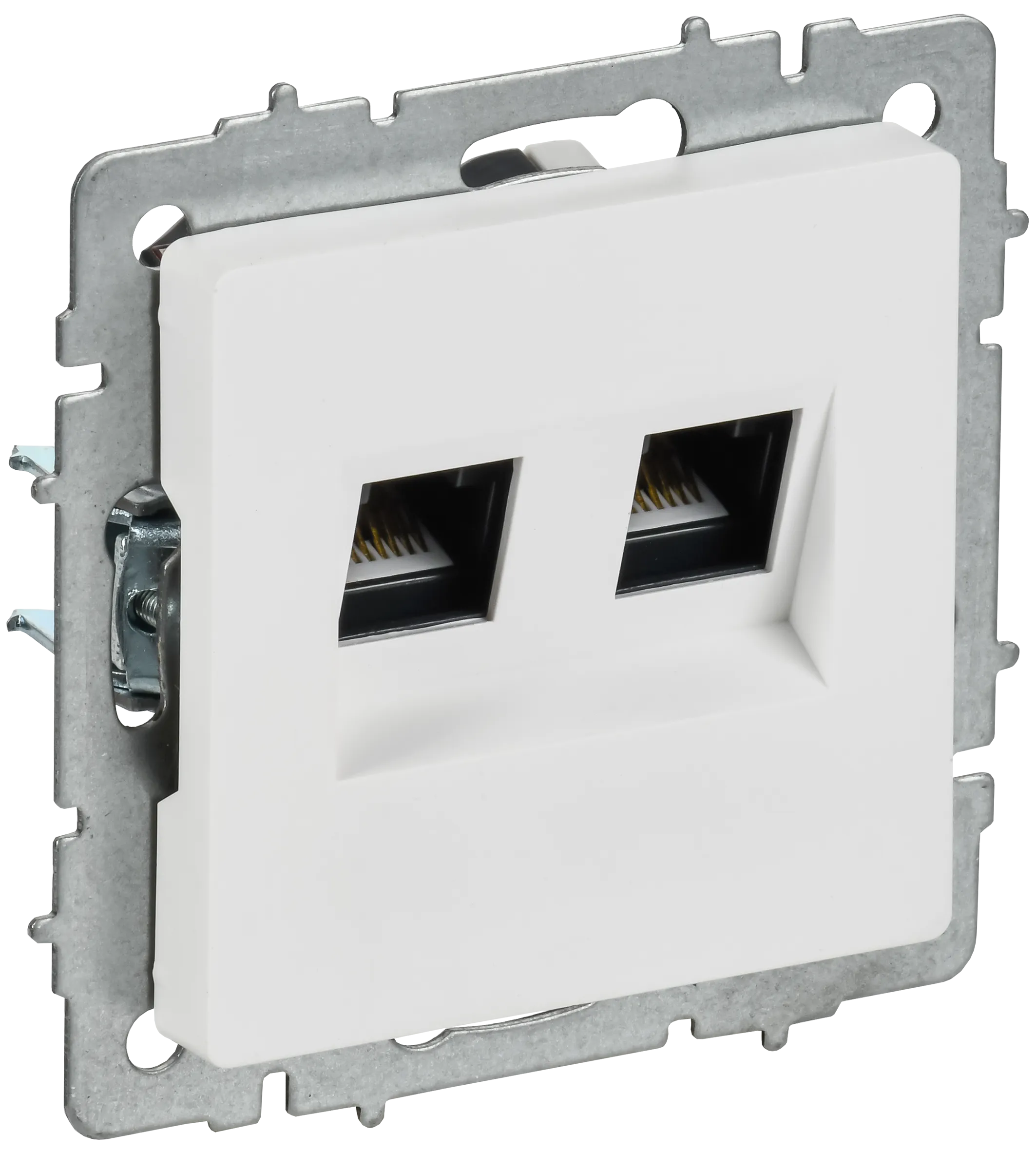 BRITE Розетка компьютерная двойная кат.5E RJ45 РК10-2-БрАБ арктический белый IEK 