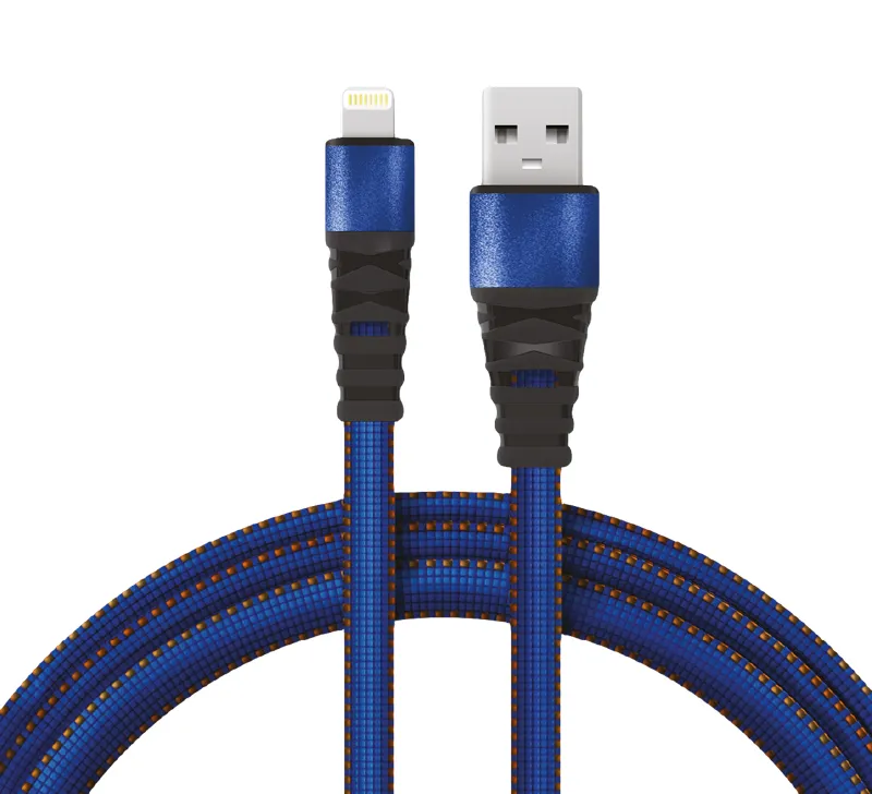 Кабель USB-Lightning 2.4 A, 1 м, синяя нейлоновая оплетка, 18-7053, 