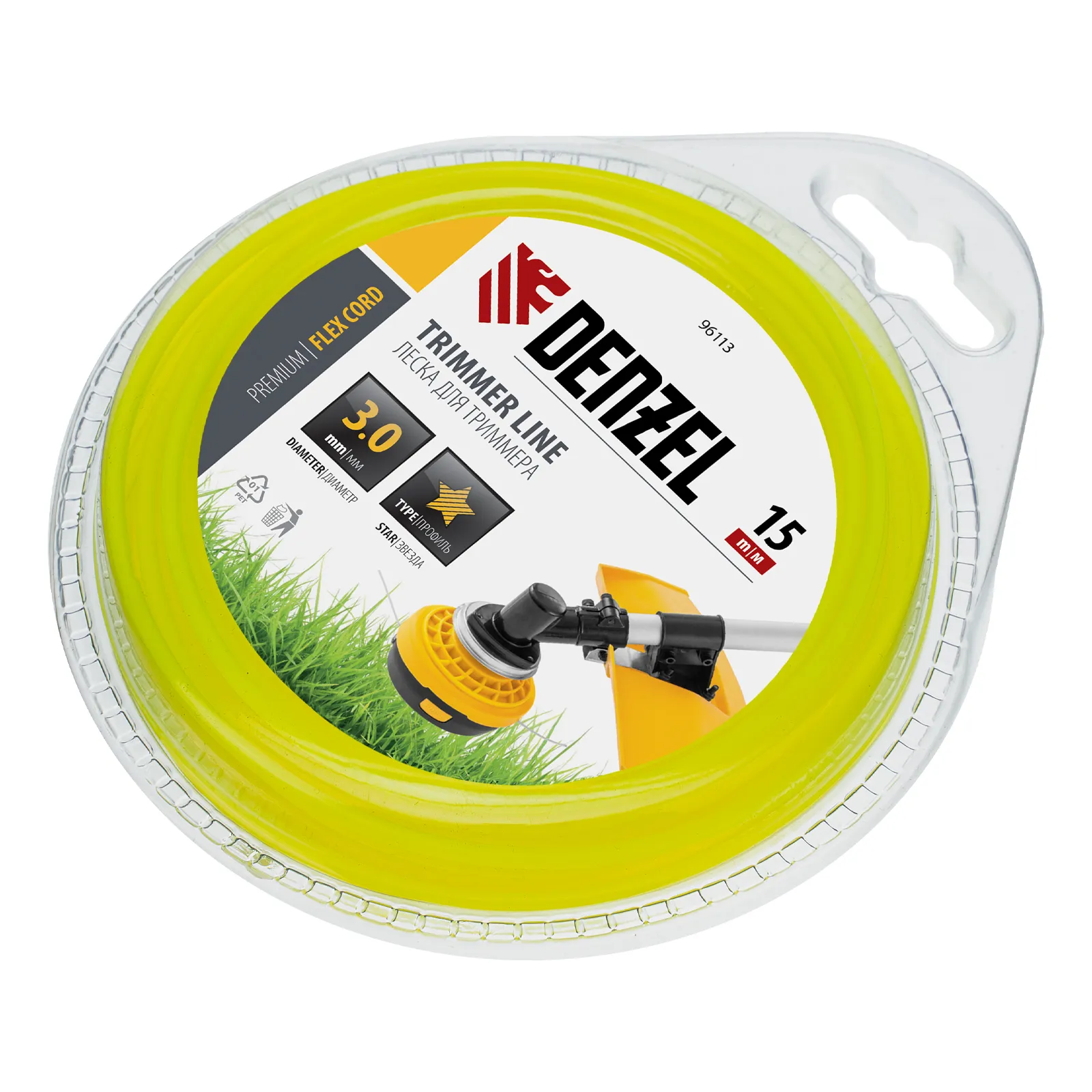 Леска для триммера звезда 3 мм х 15 м,  блистер FLEX CORD 