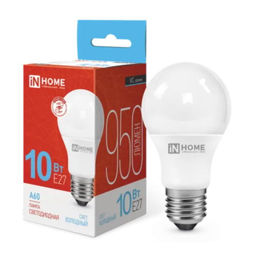 Лампа светодиодная LED-A60-VC 10Вт 230В Е27 6500К 950Лм IN HOME 
