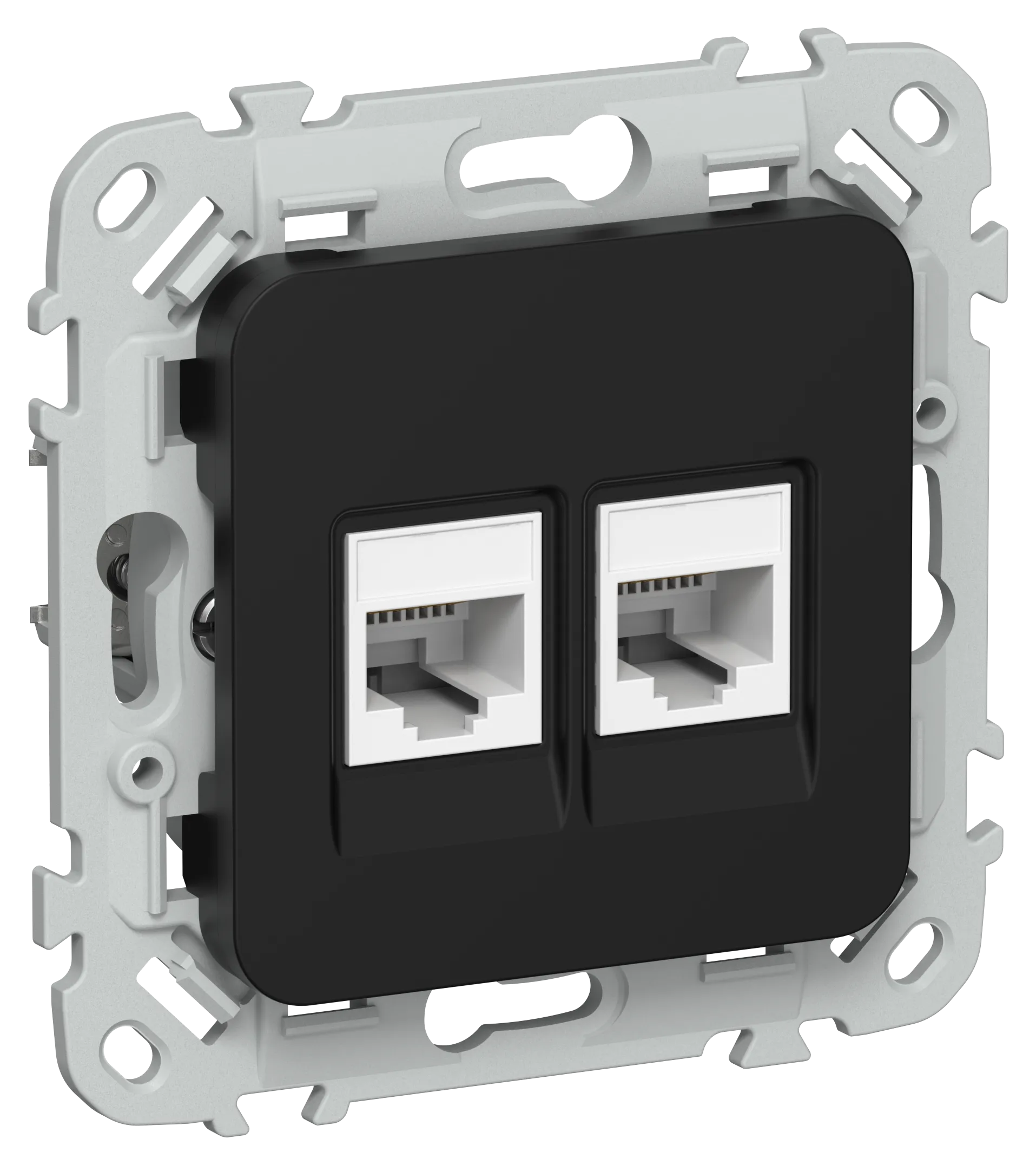 FLITE Розетка 2-местная RJ45/RJ11 категория 5Е/3 UTP РКТ5е/3-2-0-ФлЧ черный IEK 