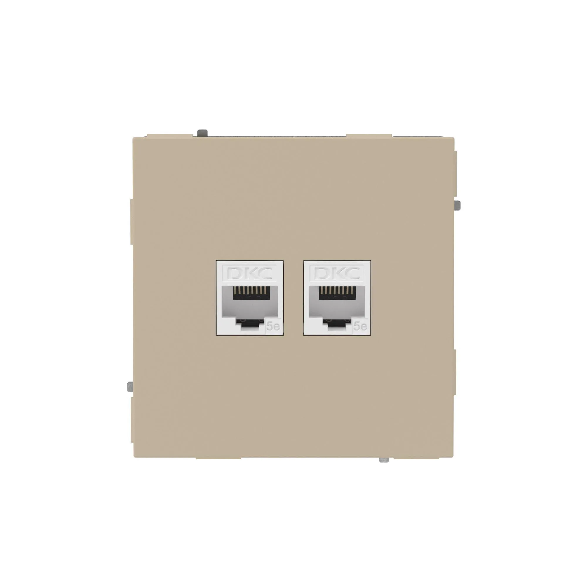 Компьютерная розетка RJ-45 без шторки, кат.5е двойная, KANT, ванильный марципан 