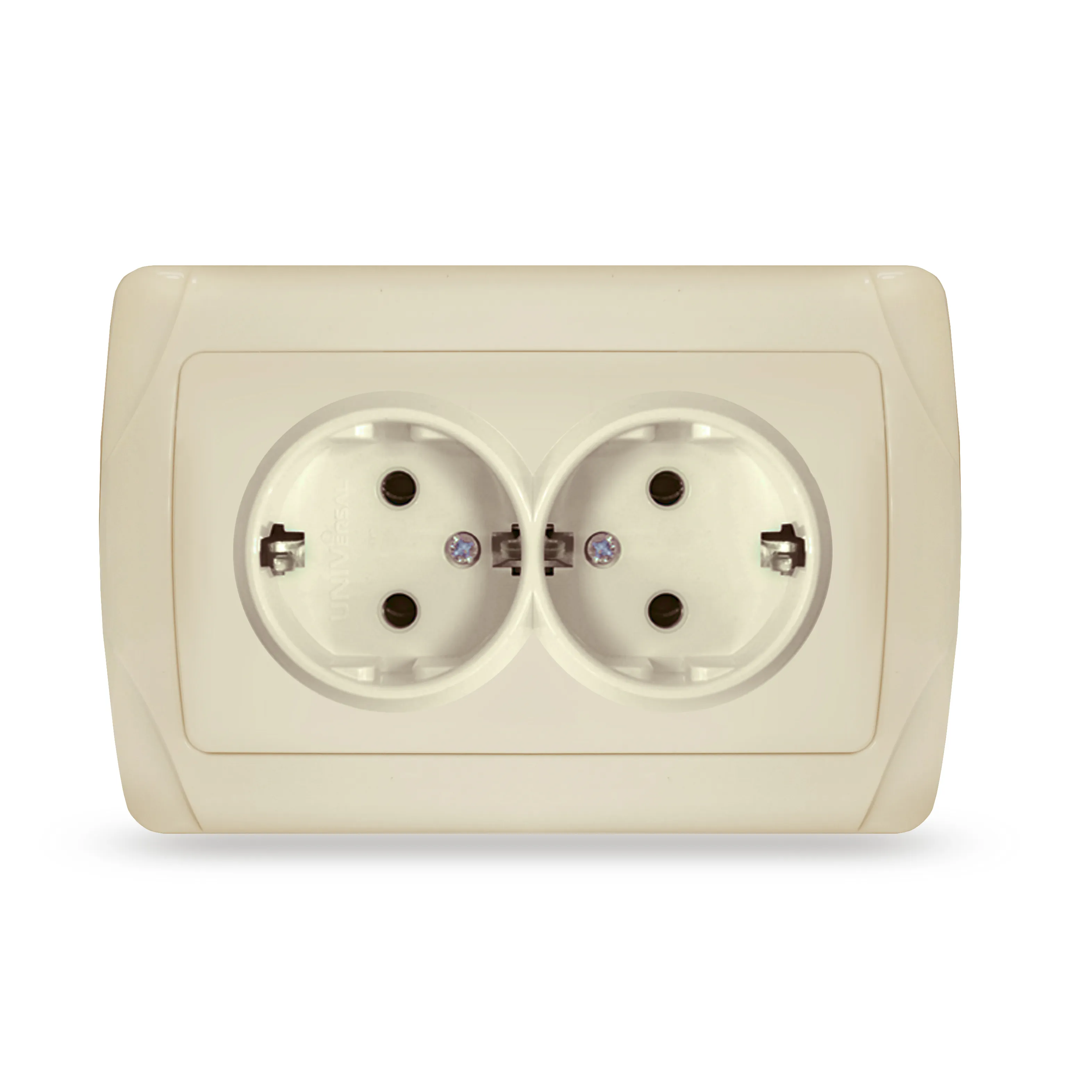 Маргарита розетка двухместная  с/з, с/у, 16А, 220В, сл.кость (ivory) (еврослот) 