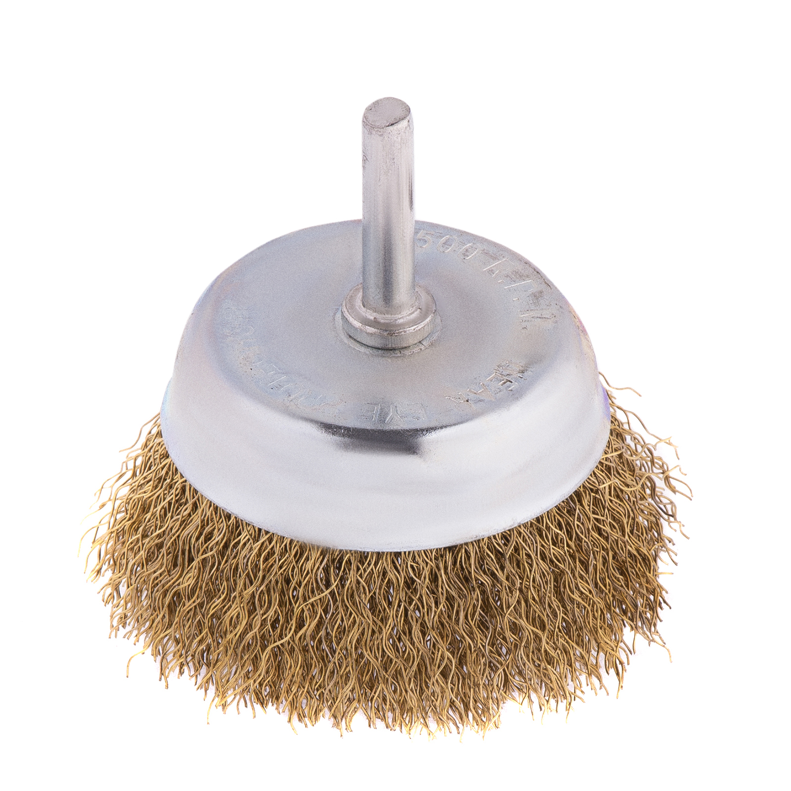 Щетка для дрели, 75 мм, чашка со шпилькой, латунированная витая проволока