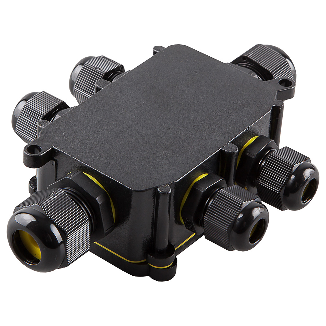 Коробка распределительная водонепроницаемая на 6 выходов, 450V, 140х100х36, черный