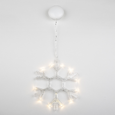Фигура светодиодная «Снежинка» на батарейках 3AAA (не в/к) ULD-H1819-012/STA/3AAA WARM WHITE IP20 SNOWFLAKE 18х19см Подвесная 12 светодиодов Теплый белый свет  Провод прозрачный