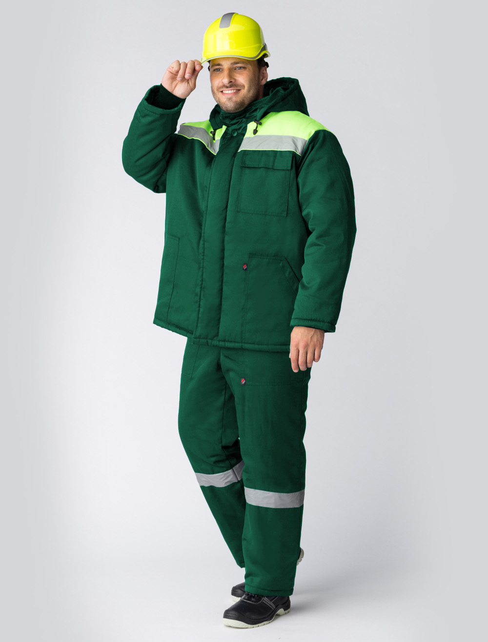 Костюм зимний Партнер NEW (ткань Смесовая,210) полукомбинезон, зеленый лимон, 44-46 170-176