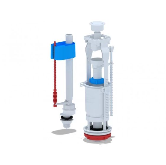 Набор для бачка унитаза с нижней подводкой 1/2' c пластиковым щтуцером 2-кнопка металлизированная эконом