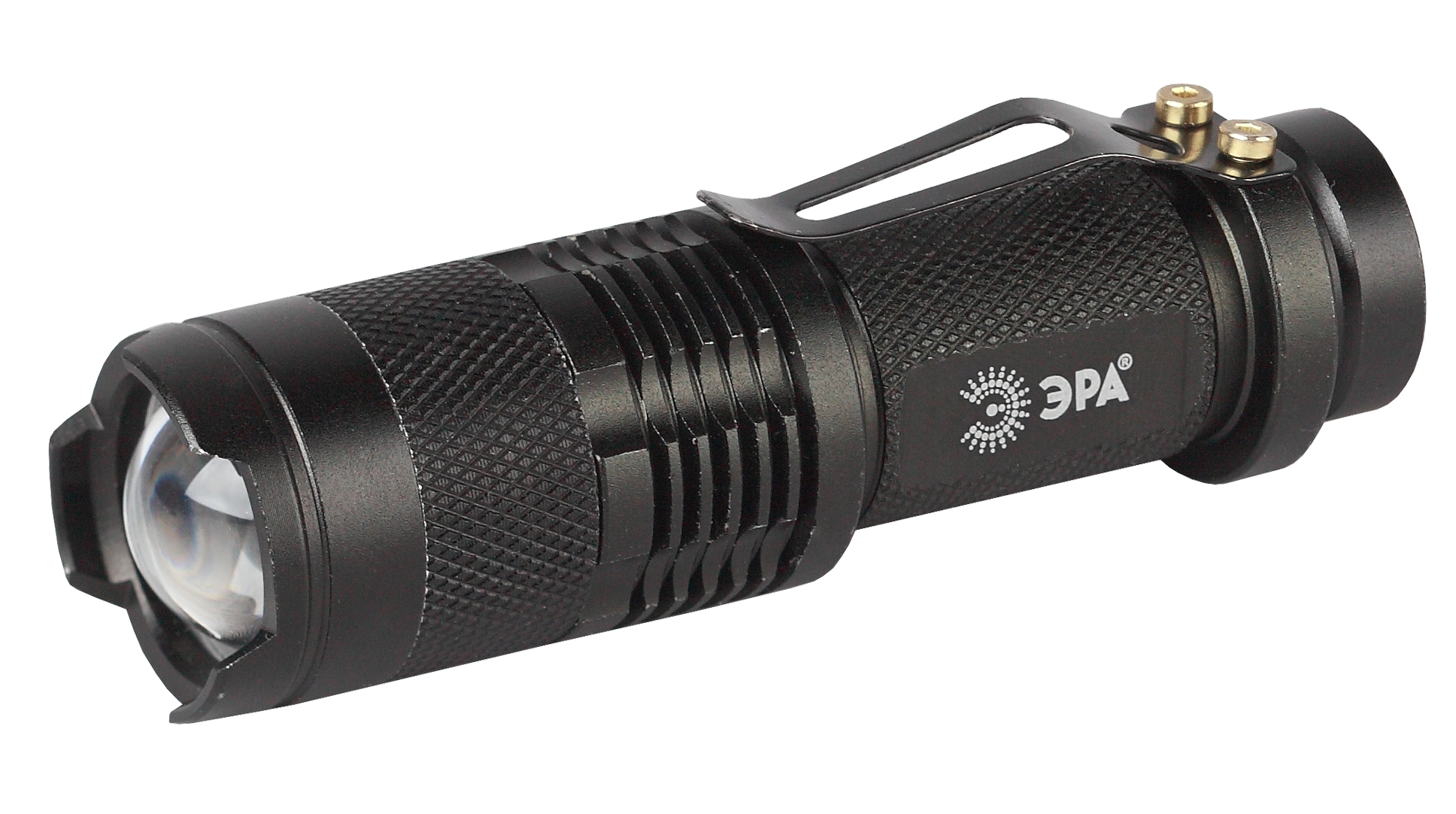 Фонарик на батарейках 1xAA карманный кемпинговый с регулируемым фокусом, прищепка 3 режима UB-602 Компакт