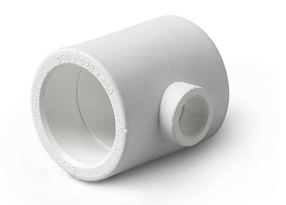 Тройник переходной 63 х 32 х 63 полипропиленовый PPR белый