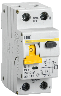 Выключатель автоматический дифференциальный АВДТ-32 1п+N 16А 10мА B(Электронный)