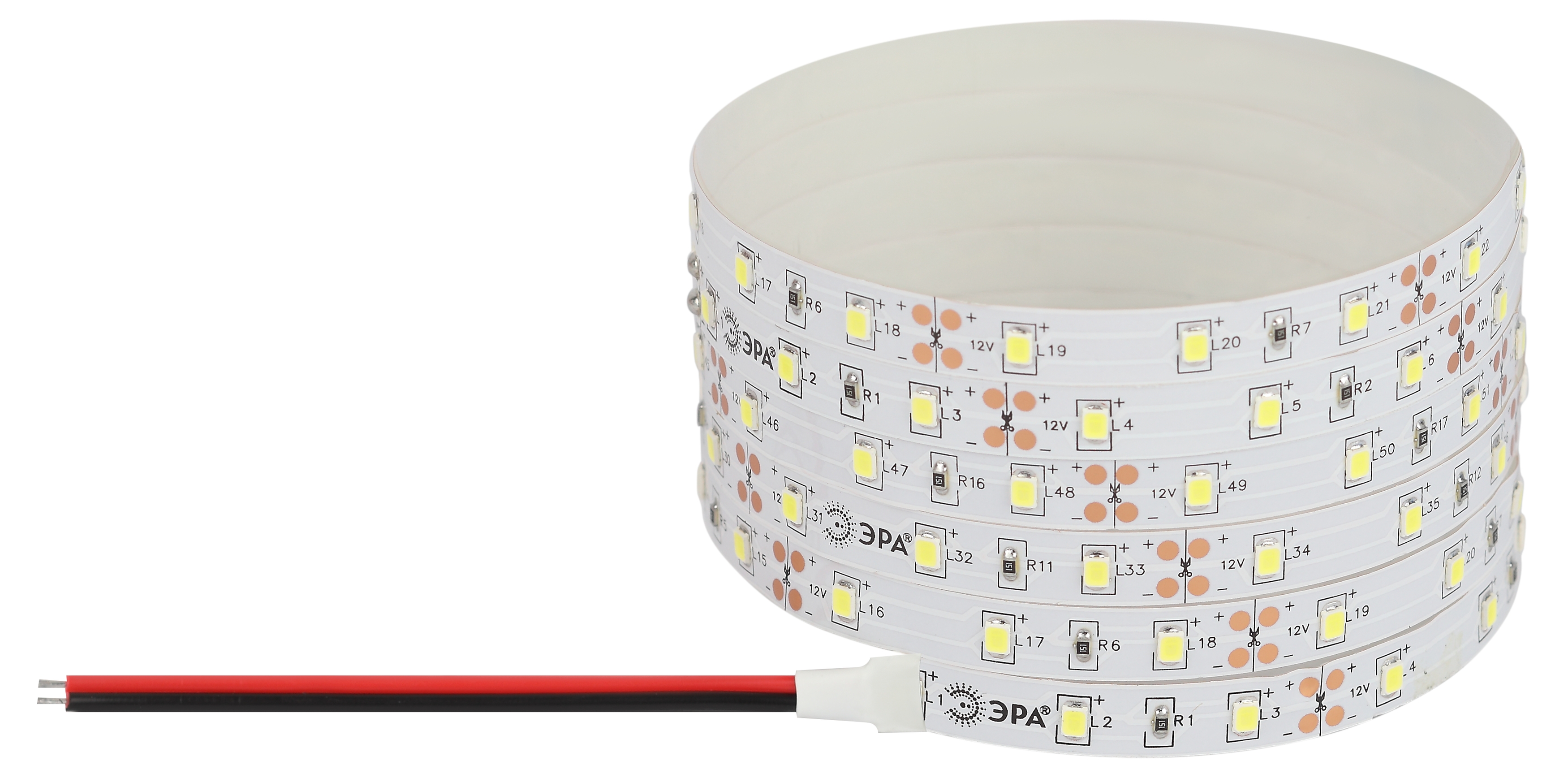 Лента светодиодная 4,8Вт/м 12В 3000К IP20 60LED/м LS2835-60LED-IP20-WW-eco-5m