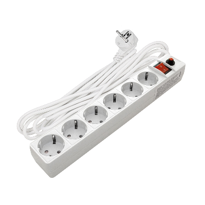 Фильтр сетевой с заземлением ПВС 3-0.75 белый 10м