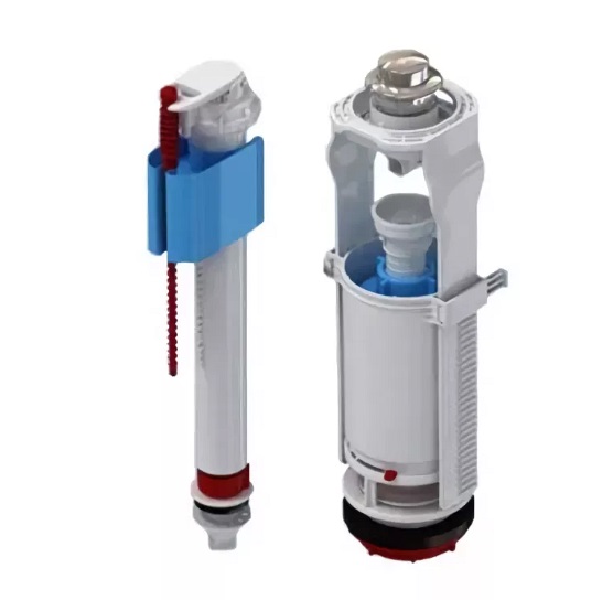 набор для бачка унитаза с нижней подводкой 1/2' с латунным щтуцером двойная кнопка, хром