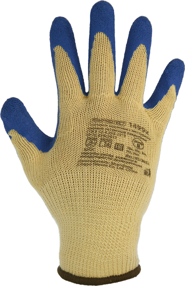 Перчатки х/б бесшовные с покрытием из рельефного текстурированного латекса ArmProtect 1499z. Цвет белый/синий р.9